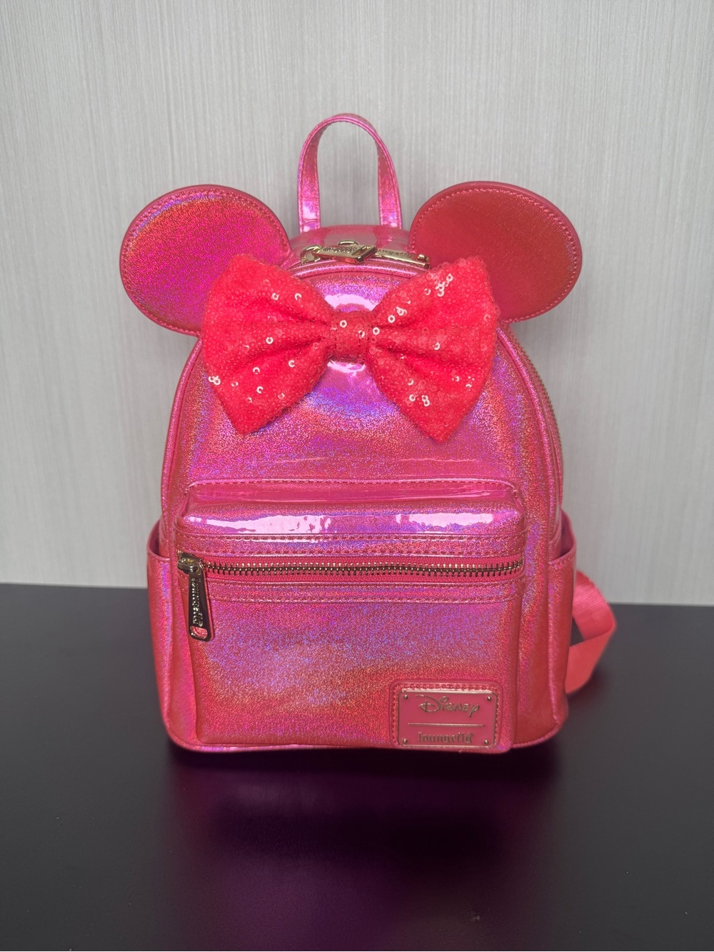 NWT | Loungefly Exclusive Pink Glitter with Sequin Bow Backpack